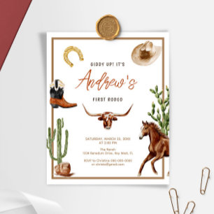 Budget First Rodeo Cowboy Birthday Invitation
