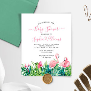 Budget Flamingos Tropical Baby Shower Invitation