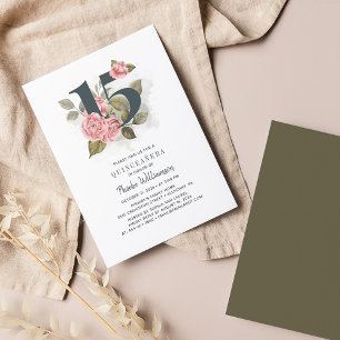 Budget Floral 15th Birthday Quinceanera Invitation