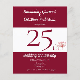 Budget Floral 25th Wedding Anniversary Invitation