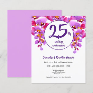 Budget Floral 25th Wedding Anniversary Invitation