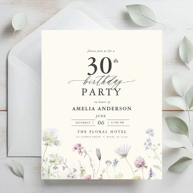 Budget Floral 30th Birthday Invitation (Creator Uploaded)