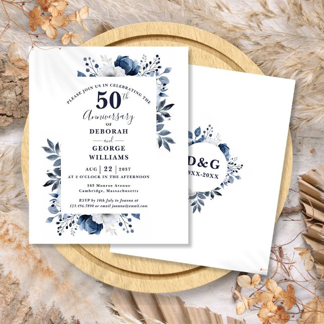 Budget Floral 50th Wedding Anniversary Invitation (Budget Floral 50th Wedding Anniversary Invitation)