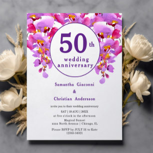 Budget Floral 50th Wedding Anniversary Invitation