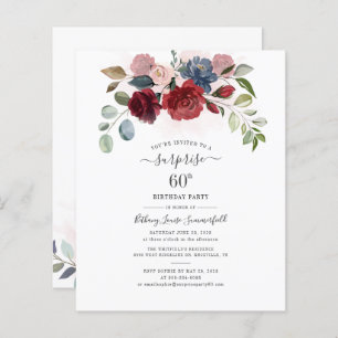 Budget Floral 60th Birthday Eucalyptus Invitation