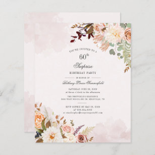 Budget Floral 60th Birthday Party Invitation