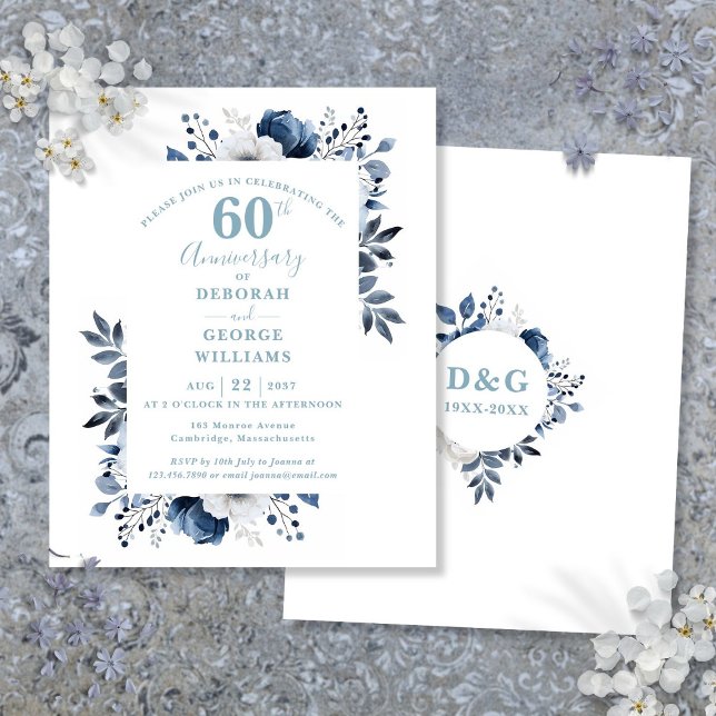 Budget Floral 60th Wedding Anniversary Invitation (Budget Floral 60th Wedding Anniversary Invitation)