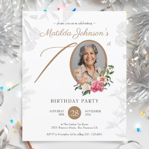 Budget Floral 70th Birthday Party Invitation
