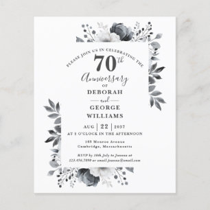 Budget Floral 70th Wedding Anniversary Invitation
