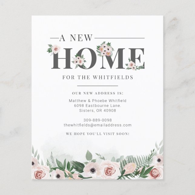 Budget Floral Address Change Moving Announcement (Front)