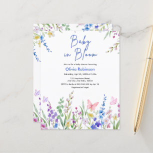 Budget Floral Baby in Bloom Baby Shower Invitation