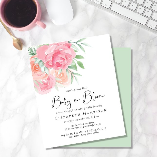 Budget Floral Baby in Bloom Sprinkle Invitation (Creator Uploaded)