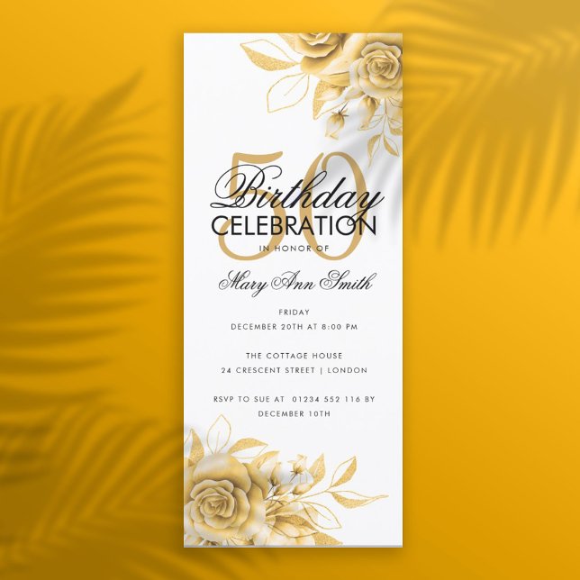 Budget Floral Birthday Party Elegant Gold  (Creator Uploaded)