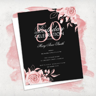 Budget Floral Birthday Party Rose Gold & Black