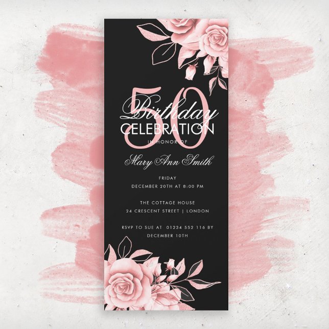 Budget Floral Birthday Party Rose Gold Black (Creator Uploaded)