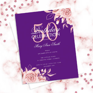 Budget Floral Birthday Party Rose Gold & Purple 