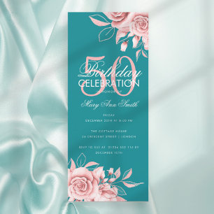 Budget Floral Birthday Party Rose Gold Teal