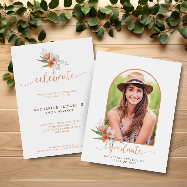 Budget Floral Boho Arch Graduation Invite (Budget Floral Boho Arch Graduation Invitation)