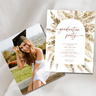 Budget Floral Boho Pampas Grass Graduation Party Flyer