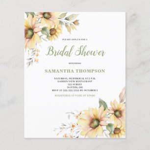 Budget Floral Botanical Bridal Shower Invitation Flyer