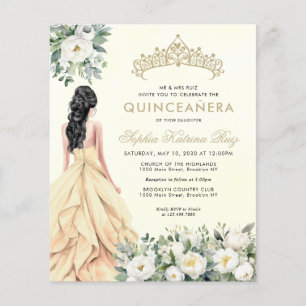Budget Floral Botanical Gold Princess Quinceañera