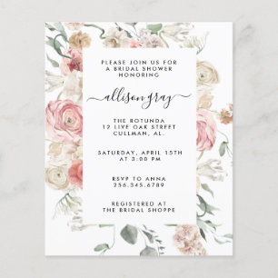 Budget Floral Bridal Invitation   Annabeth Flyer