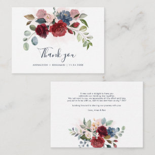 Budget Floral Burgundy Greenery Wedding Thank You Card