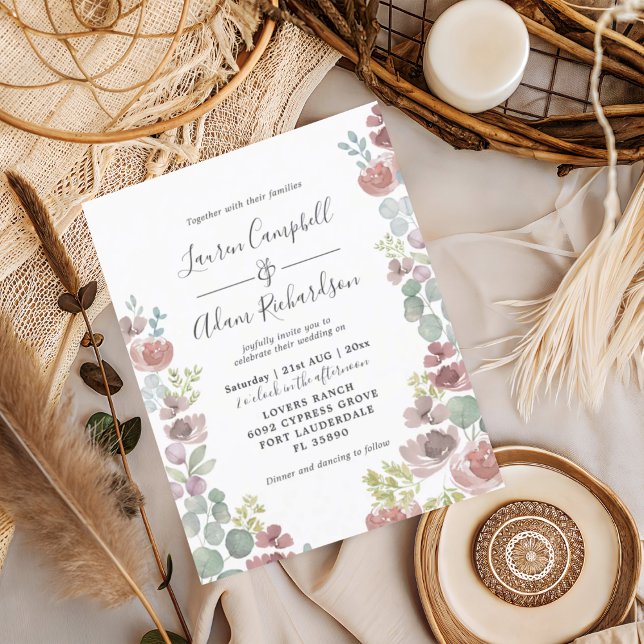 Budget Floral Burnt Orange Wedding Invitation (Creator Uploaded)