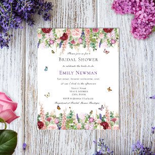 Budget Floral Butterfly Bridal Shower Invitation