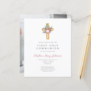 Budget Floral Cross Girl Photo First Communion