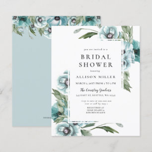 Budget Floral Dusty Blue Bridal Shower Invitation