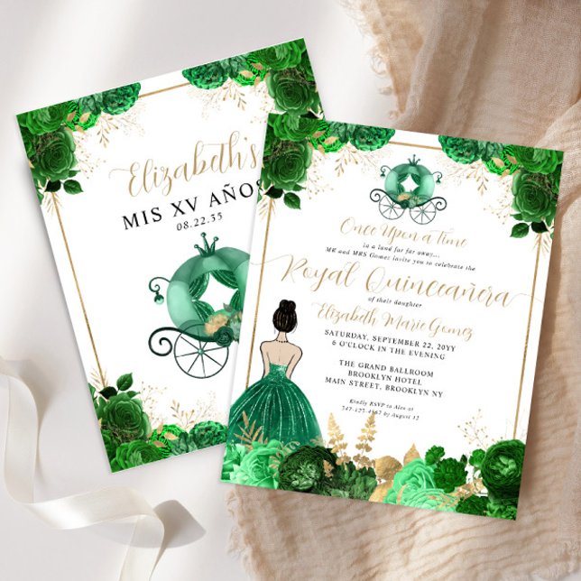 Budget Floral Emerald Green Royal Quinceanera (Creator Uploaded)
