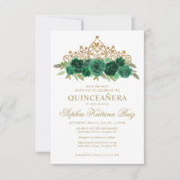 Budget Floral Emerald Green Tiara Quinceañera