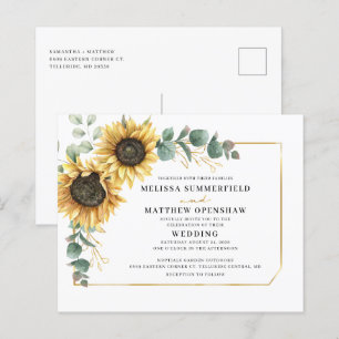 Budget Floral Eucalyptus Sunflower Wedding Invite