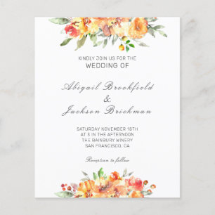 Budget Floral Fall Wedding Invitation