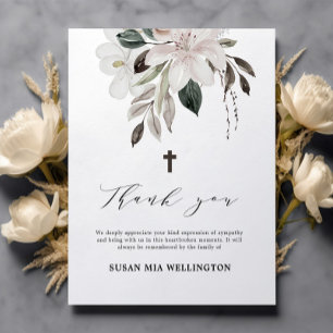 Budget Floral Funeral Thank you Memorial Card