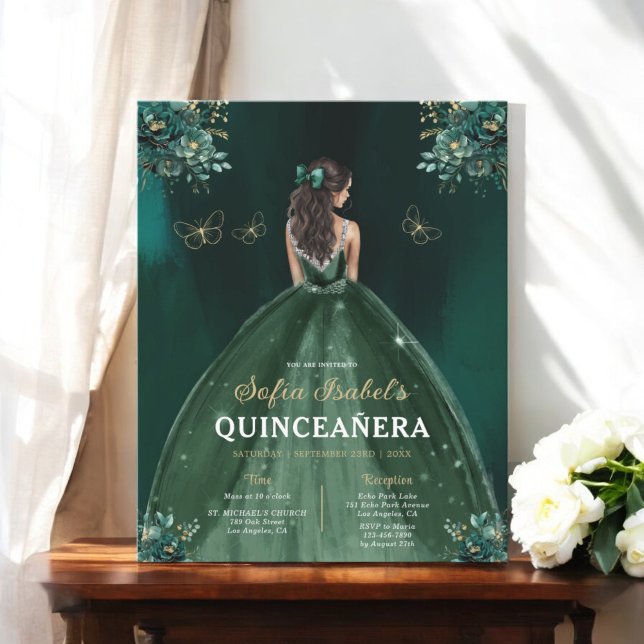 Budget  Floral Green Bilingual Spanish Quinceanera (Creator Uploaded)