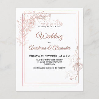 Budget/Floral & Greenery/Wedding Invitation. Flyer