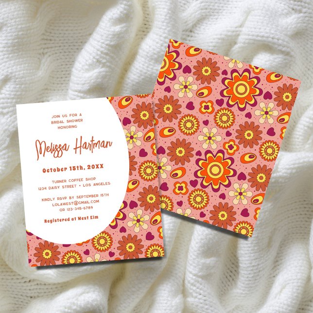 Budget Floral Groovy Bridal Shower Invitation Flyer (Creator Uploaded)