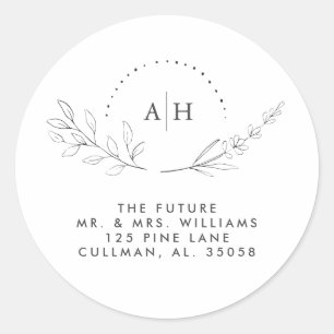 Budget Floral Monogram Address Label