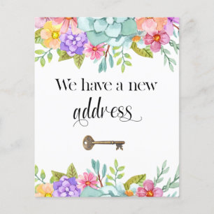 Budget Floral New Home Address Moving Announcement