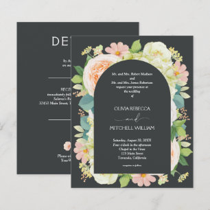Budget Floral on Onyx Wedding All in One Invites