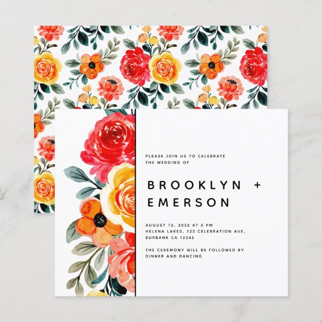 BUDGET Floral Pattern Modern Wedding (Front/Back)