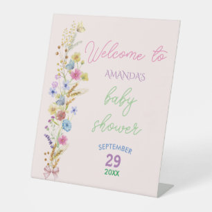 Budget Floral Pink Baby Shower Welcome Sign