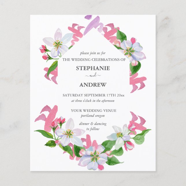  Budget Floral Pink Blossom Spring Wedding (Front)