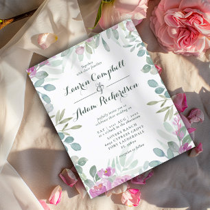 Budget Floral Pink Botanical Wedding Invitation