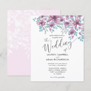 Budget Floral Pink Watercolor Wedding Invitation