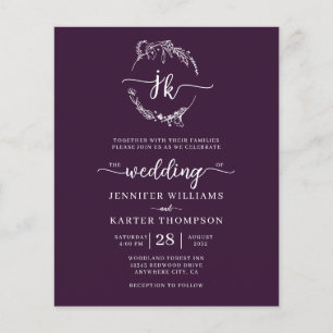 BUDGET Floral Purple Monogram Photo Wedding