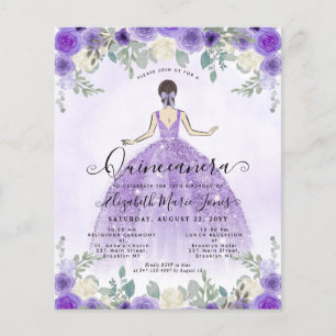Budget Floral Purple Princess Birthday Quinceanera
