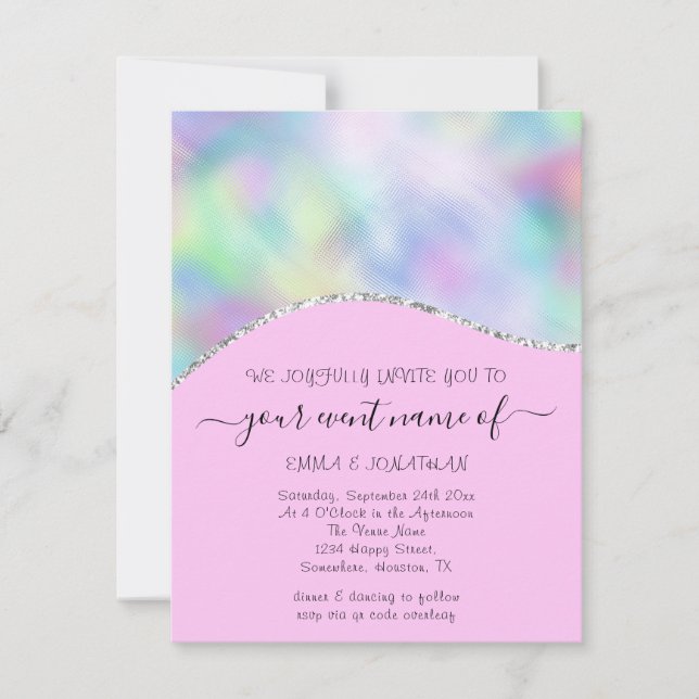 Budget Floral QR Code Pink Holograph Waves (Front)